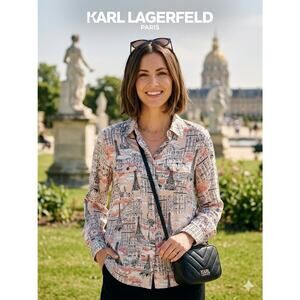 Karl Lagerfeld Paris Whimsical "Paris Scene" Blouse
